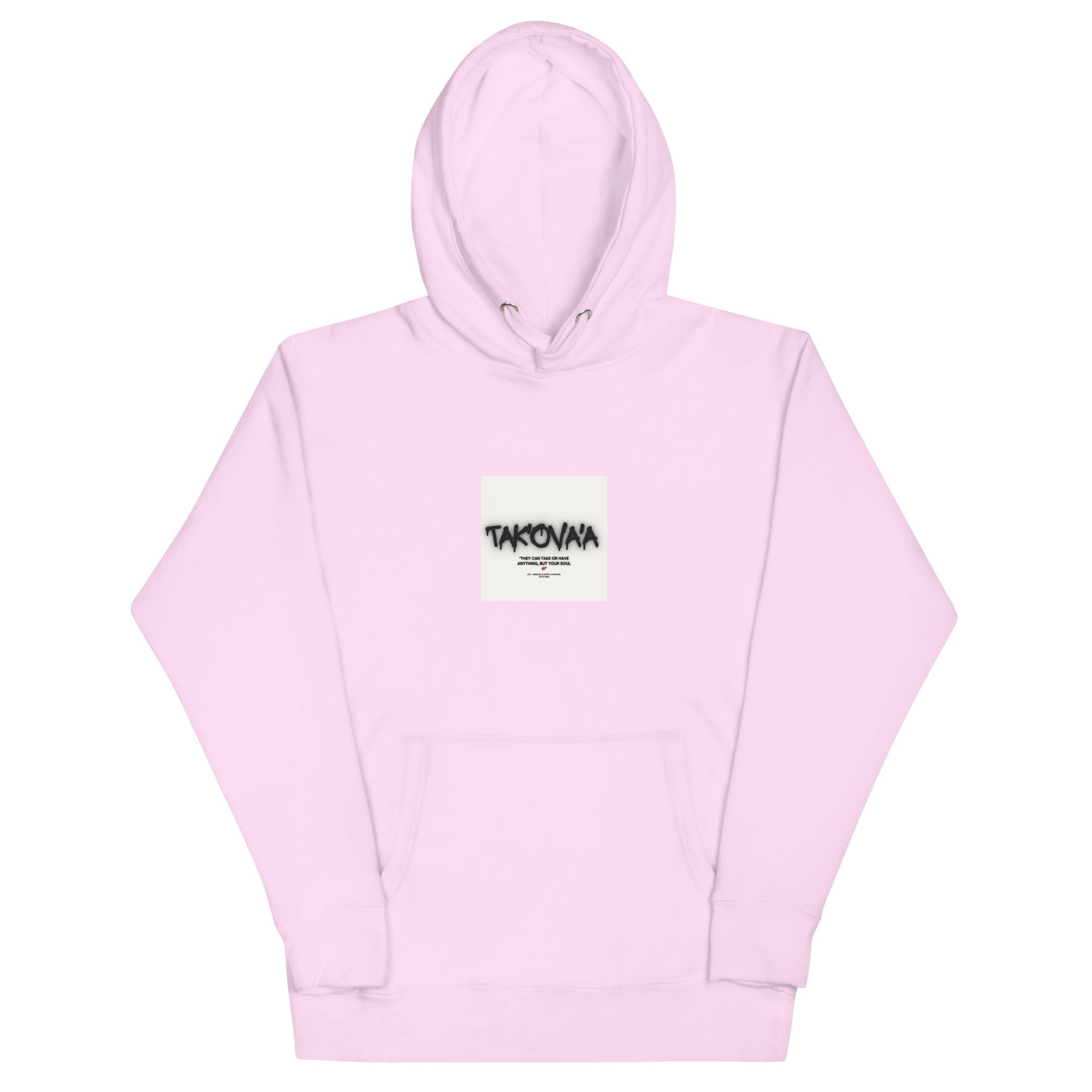 Pink hoodie with a small logo on the chest against a white background