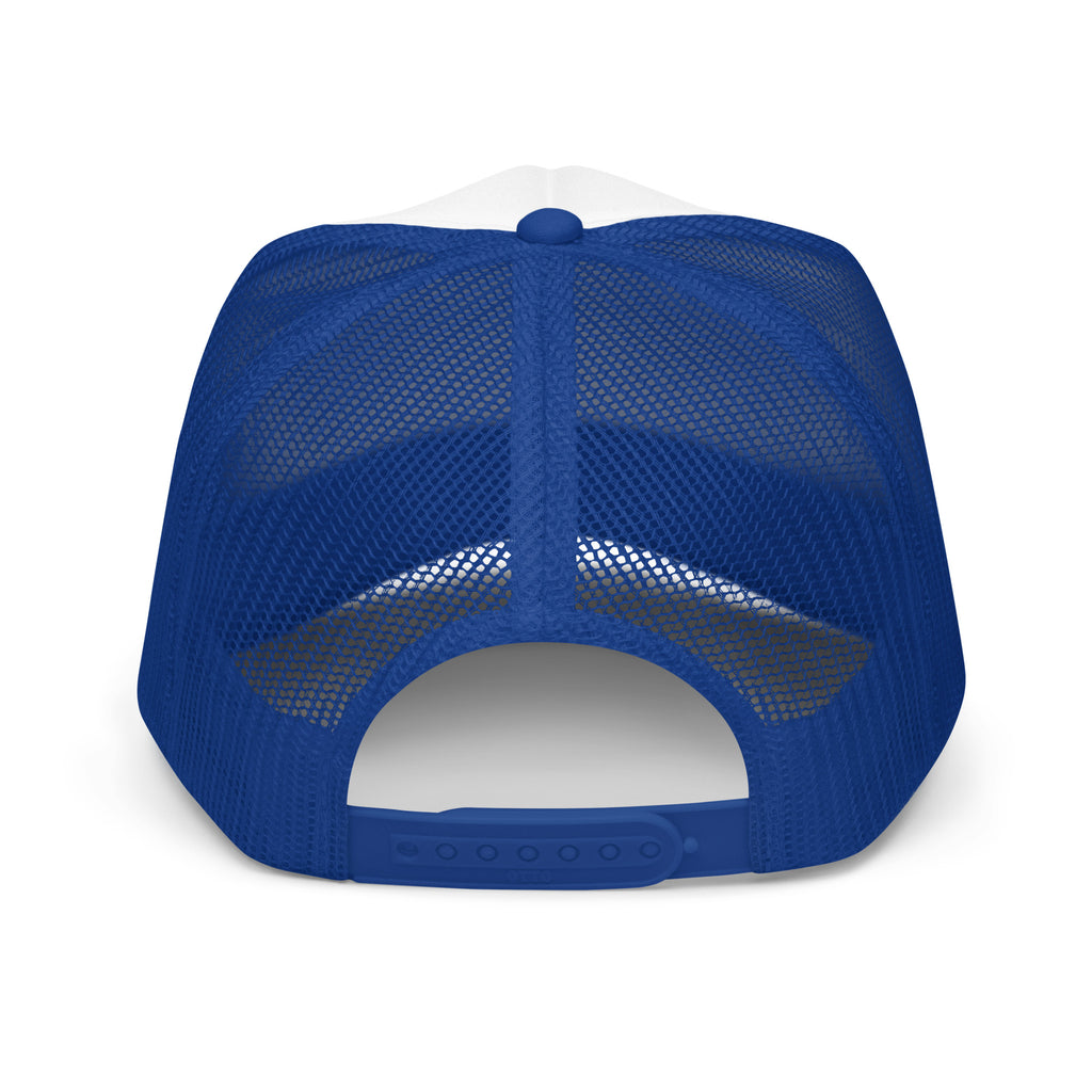 Blue mesh cap on a white background