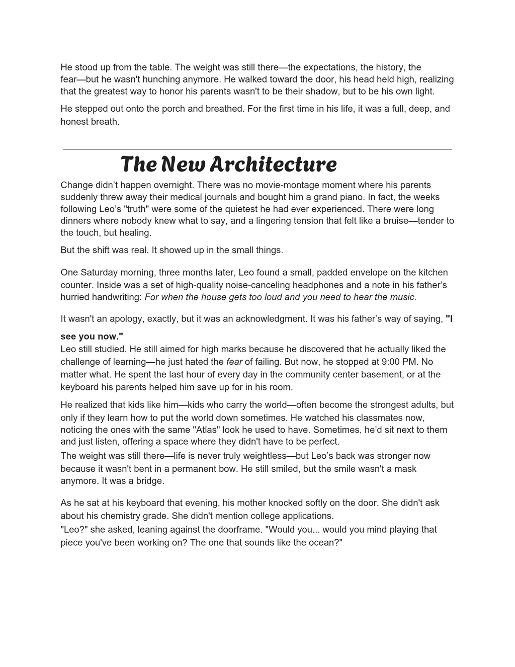 Text document with a title 'The New Architecture' on a white background