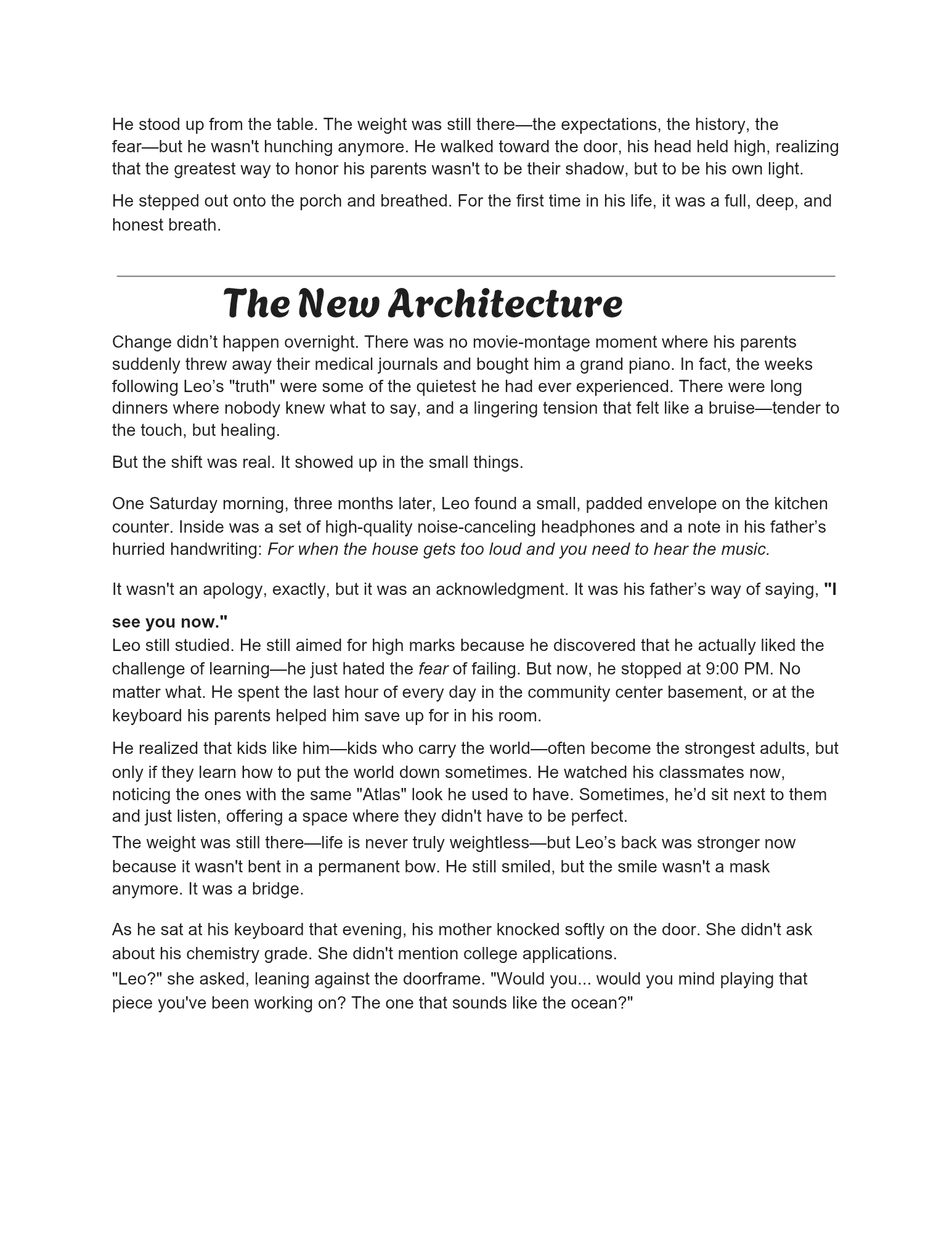 Text document with a title 'The New Architecture' on a white background