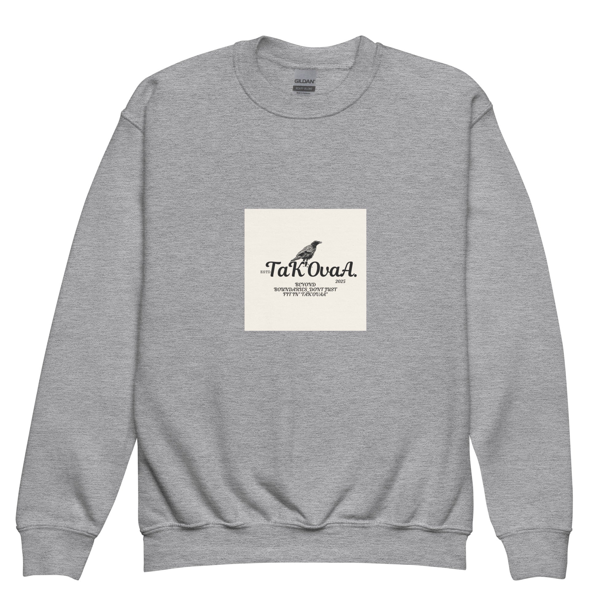Gray sweatshirt with a logo on a white background