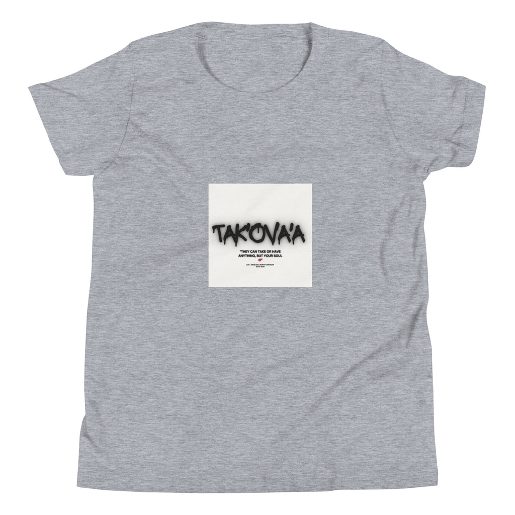 Gray t-shirt with a graphic design on a white background